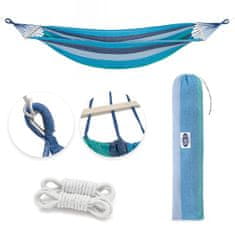 shumee NC9004 MODRO-TEMNO MODRA VISEČA MREŽA S 70 CM LESENIM TRAMOM IN KOVINSKIM DRŽALOM NILS CAMP