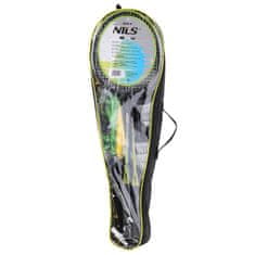 shumee NRZ014 JEKLO / BADMINTON SET 4 RAKETE + 3 ŽOGICE + MREŽA 195x22cm + OVITEK NILS