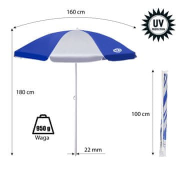 shumee NC7813 DEŽNIK ZA PLAŽO 180 CM NILS CAMP
