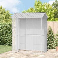 Vidaxl Ptičnik s shranjevanjem Siva 215 x 110 x 247 cm Pocinkano jeklo