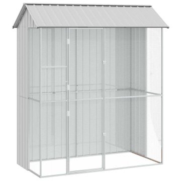 Vidaxl Ptičnik s shranjevanjem Siva 215 x 110 x 247 cm Pocinkano jeklo