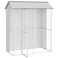 Vidaxl Ptičnik s shranjevanjem Siva 215 x 110 x 247 cm Pocinkano jeklo