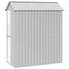 Vidaxl Ptičnik s shranjevanjem Siva 215 x 110 x 247 cm Pocinkano jeklo