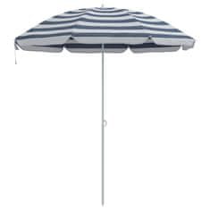 Vidaxl Plažni dežnik Modra, bela 161 x 193 cm Poliester