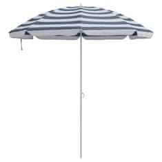 Vidaxl Plažni dežnik Modra, bela 161 x 193 cm Poliester