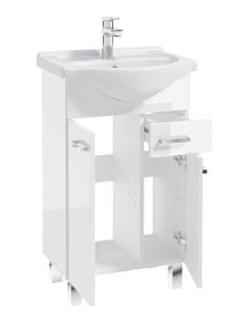 shumee Kopalniška omarica na nogah z umivalnikom, bela, 50 Mea