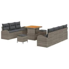 Vidaxl Vrtna sedežna garnitura z blazino 10 pcs Siva 80 x 80 x 71 cm