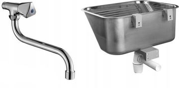 shumee Jekleno umivalno korito, školjka s pipo, 55x45 cm