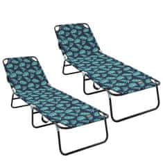 Vidaxl Zložljiv ležalnik z blazino 2 pcs Zelena 56 x 189 x 87cm blago