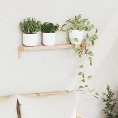 Vidaxl Stenski viseči stojalo Bež 62 x 10 x 12.5 cm Trden orehov les