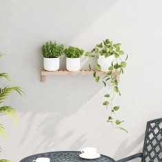 Vidaxl Stenski viseči stojalo Bež 62 x 10 x 12.5 cm Trden orehov les