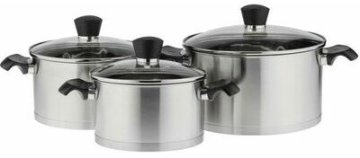 shumee Komplet 3 loncev s pokrovi, nerjaveče jeklo, 2,5 l/3,4 l/5,8 l