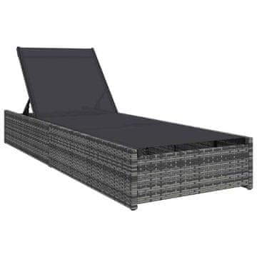 Vidaxl Ležalnik Siva 200,5 x 70 x 75 cm poli ratan