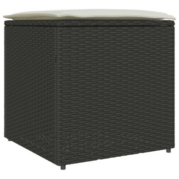 Vidaxl Škatla za blazine Črna 50 x 50 x 50 cm poli ratan