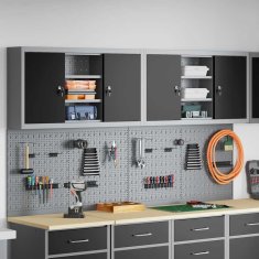 Vidaxl 4 delni orodjar in pegboard komplet za montažo na steno črna kovina