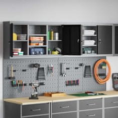 Vidaxl 4 delni orodjar in pegboard komplet za montažo na steno črna kovina