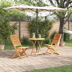 Vidaxl Zunanja garnitura 3 pcs Naravno les 70 x 70 x 75 cm