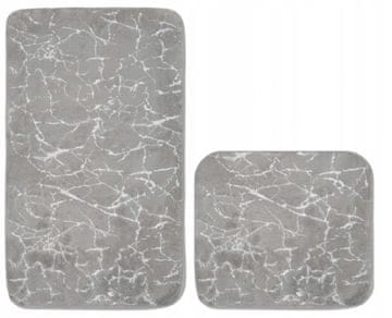 shumee Mehka nedrseča preproga, 2 kosa, marmorno siva/srebrna