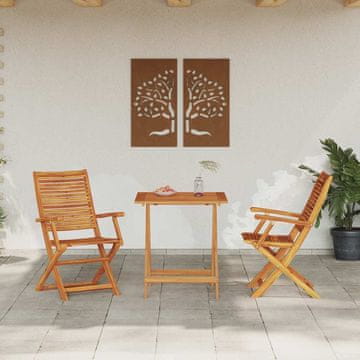 Vidaxl Komplet zunanjega pohištva 3 pcs Naravni les 70 x 70 x 75 cm