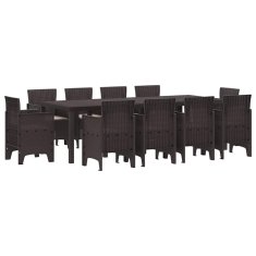 Vidaxl Komplet za jedilnico v vrtu 11 pcs Rjava Polt rattan