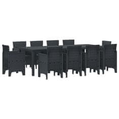 Vidaxl Komplet za jedilnico v vrtu 11 pcs Antracit Polt rattan