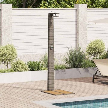 Vidaxl vrtni tuš siva 60x80x214 cm poli ratan