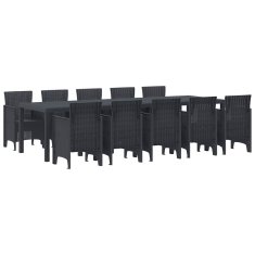 Vidaxl Komplet za jedilnico v vrtu 11 pcs Antracit Plastika