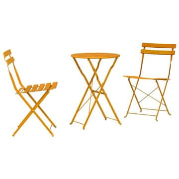 Vidaxl Zložljiv bistro set 3 szt. Gorčična Jeklo