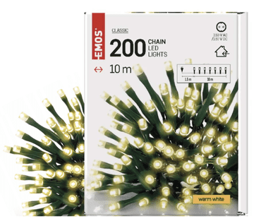 shumee Lučke za božično drevo 10M 200 LED toplo bela