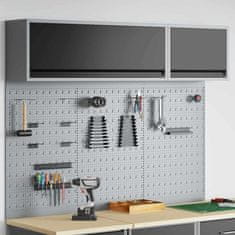 Vidaxl 5-delna omara za orodje in set pegboard na steni, črna kovina