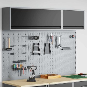 Vidaxl 5-delna omara za orodje in set pegboard na steni, črna kovina