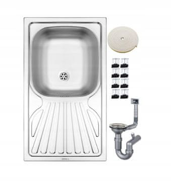 shumee Vgradno kuhinjsko korito iz jekla z enim koritom 76 x 43 cm