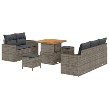 Vidaxl Vrtna sedežna garnitura z blazino s shranjevanjem 8 pcs Siva