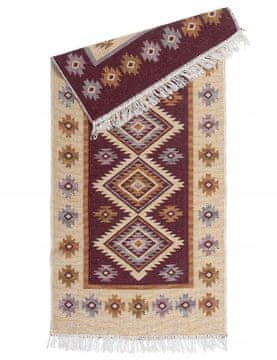 shumee Kilim preproga, ravno tkana, z resicami, slivova, 80x150 cm