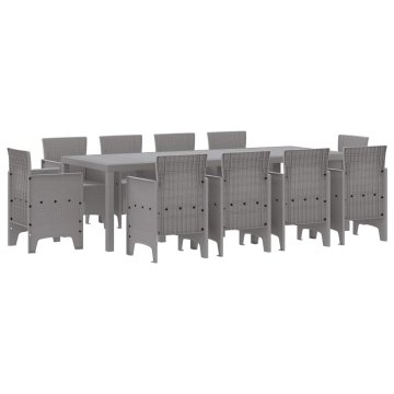 Vidaxl Komplet za jedilnico v vrtu 11 pcs Svetlo siva Polt rattan