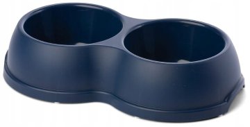 shumee Dvojna posoda za pse, temno modra, plastika, 0,5 l