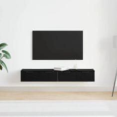 Vidaxl Omarica za montažo na steno s predalom 2 pcs Črna Orehovina