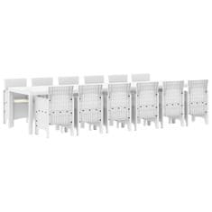 Vidaxl Komplet za jedilnico v vrtu 13 pcs Bela Polt rattan