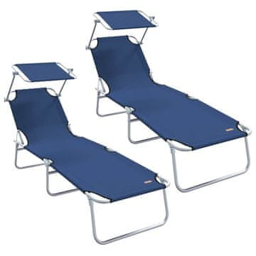 Vidaxl Ležalnik 2 szt. Modra 58 x 188 x 77cm Poliester