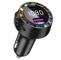 Jellico FM2 bluetooth prostoročna naprava FM Transmiter + avtopolnilec USB A in USB-C 30W
