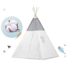 shumee Otroški šotor tipa teepee z girlando in lučkami - svetlo siv z zvezdicami