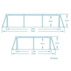 shumee Vrtni bazen z okvirjem 259x170x61 cm 15-v-1 komplet Bestway 56403N