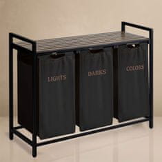 Massido Koš za perilo s tremi predelki na 120-litrskem okvirju