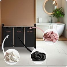 Massido Koš za perilo s tremi predelki na 120-litrskem okvirju