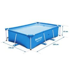 shumee Vrtni bazen z okvirjem 259 x 170 x 61 cm 15-v-1 komplet Bestway 56403