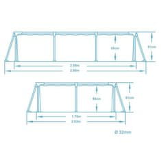 shumee Vrtni bazen z okvirjem 259 x 170 x 61 cm 15-v-1 komplet Bestway 56403