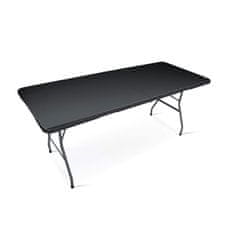 shumee Vrtni komplet za catering, zložljiva miza + 2 klopi 180 cm Plonos črne barve