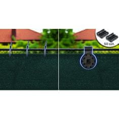 shumee Senčna mreža 1,5 x 50 m 140 g/m2 + 50 sponk zelene barve