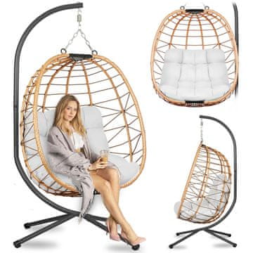 shumee Viseči vrtni stol Tihuana rjave barve + blazine Sofotel sive barve