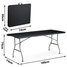 shumee Zložljiva vrtna miza za catering 180 cm Plonos črna